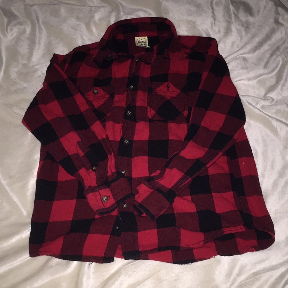 Very Cute Kids Red Plaid Shirt With Pockets